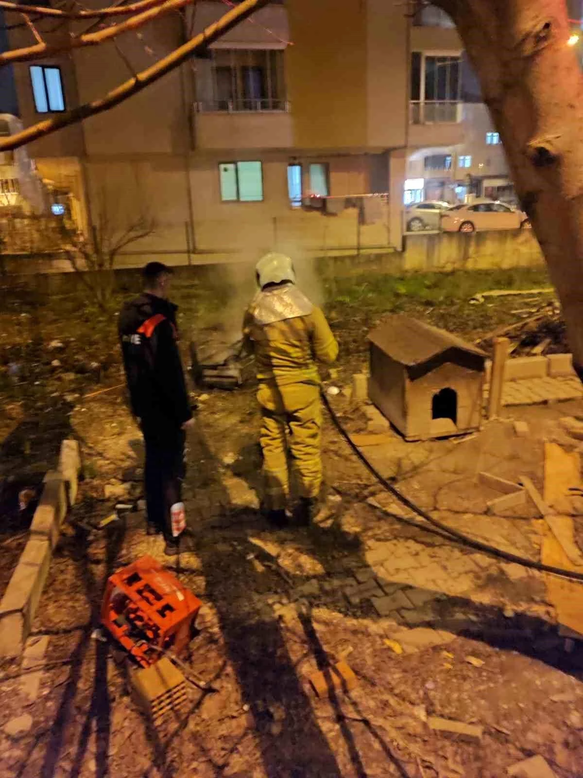 Bartın'da çıkan yangında köpek kurtarıldı